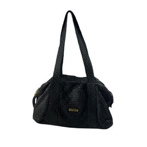 Elliott Lucca black braided woven leather shoulder handbag